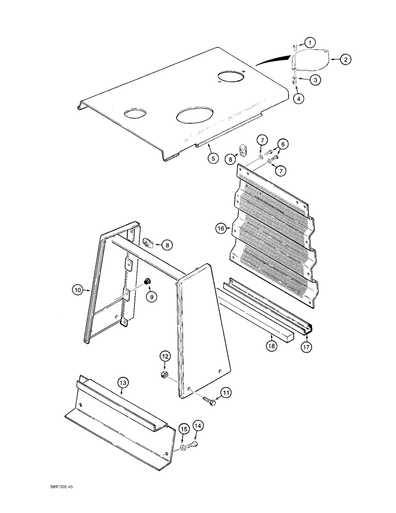 Схема запчастей Case 480F LL - (9-086) - HOOD AND RADIATOR SHROUD (09) - CHASSIS/ATTACHMENTS