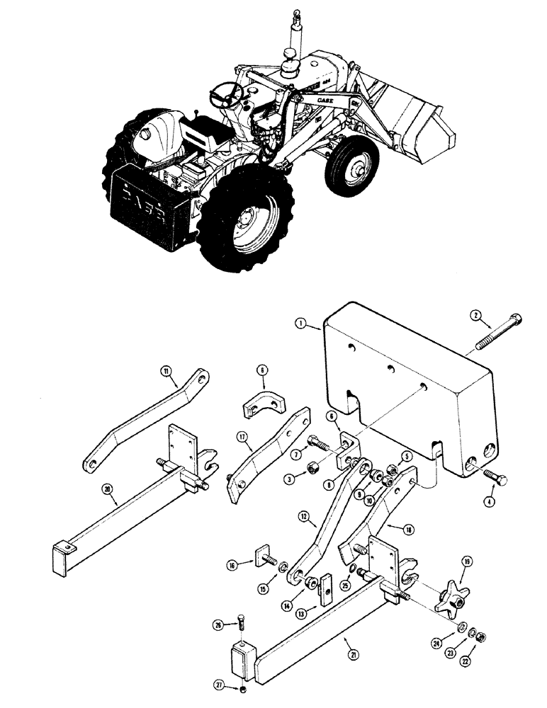 Схема запчастей Case 480CK - (12) - QUICK DETACHABLE COUNTERWEIGHT (39) - FRAMES AND BALLASTING