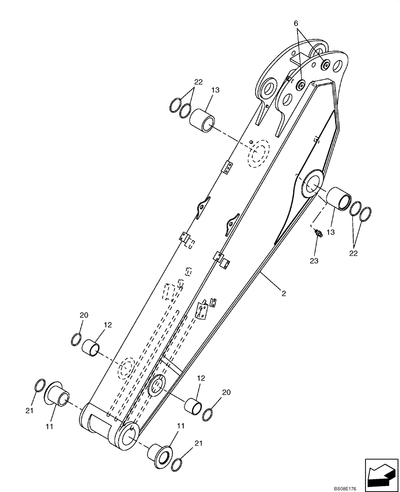 Схема запчастей Case CX700B - (09-54E) - DIPPER (3.00 M) (09) - CHASSIS