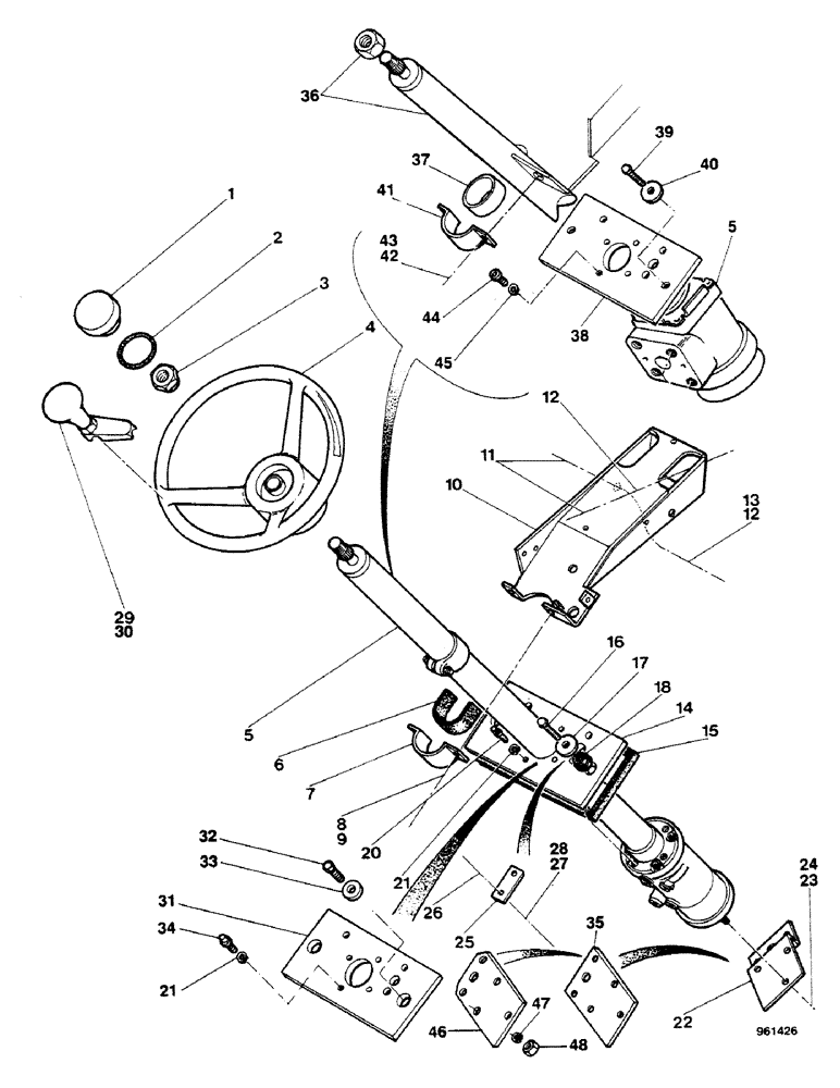 Схема запчастей Case 580G - (106) - STEERING WHEEL AND STEERING COLUMN (05) - STEERING