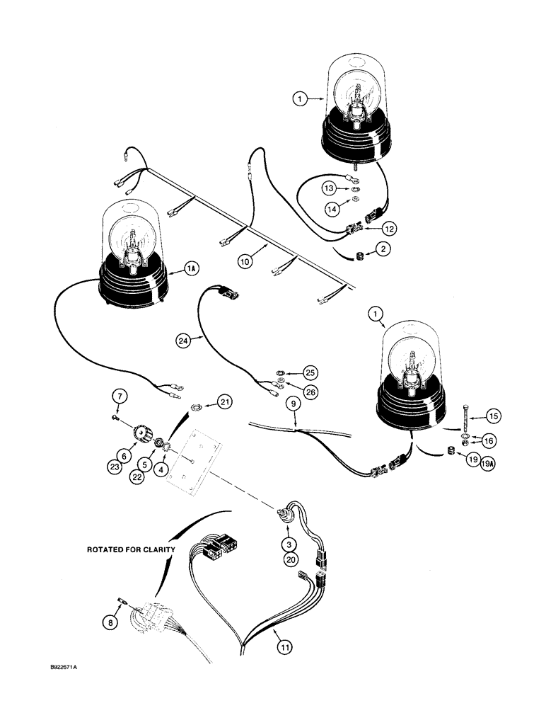 Схема запчастей Case 590 - (4-52) - ROTATING BEACON AND CIRCUIT (04) - ELECTRICAL SYSTEMS