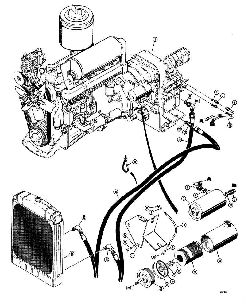 Схема запчастей Case W20 - (128) - TRANSMISSION HYDRAULIC SYSTEM HORIZONTALLY MOUNTED TRANSMISSION OIL FILTER (06) - POWER TRAIN