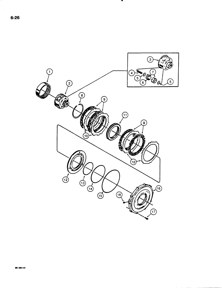 Схема запчастей Case W18B - (6-26) - TRANSMISSION, FORWARD CLUTCH AND PLANETARY (06) - POWER TRAIN