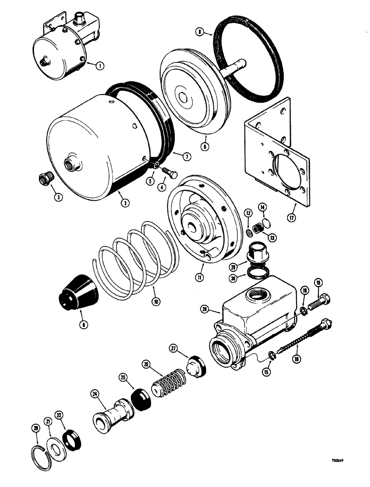 Схема запчастей Case W20 - (196) - BRAKE SYSTEM L40663 BRAKE MASTER CYLINDERS (07) - BRAKES