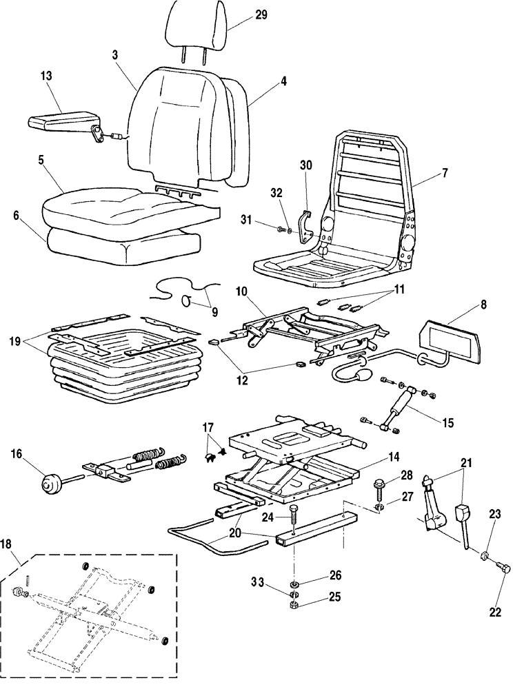 Схема запчастей Case CX350 - (09-049-02[01]) - SEAT MECHANICAL (09) - CHASSIS