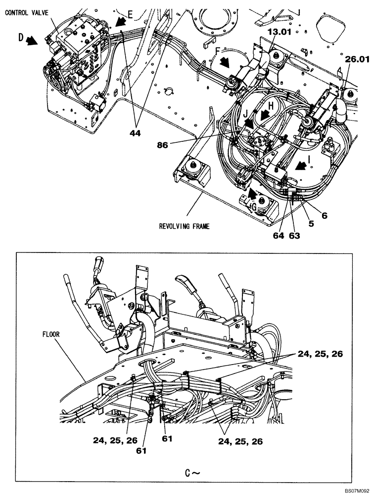 Схема запчастей Case CX135SR - (08-37) - PILOT CONTROL LINES - MODELS WITH CONTROL SELECTOR VALVE (08) - HYDRAULICS