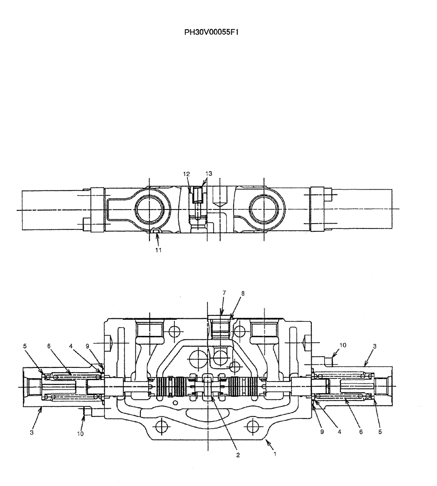 Схема запчастей Case CX50B - (07-010) - VALVE ASSY, CONTROL (TRAVEL LEFT) (PH30V00055F1) ELECTRICAL AND HYDRAULIC COMPONENTS