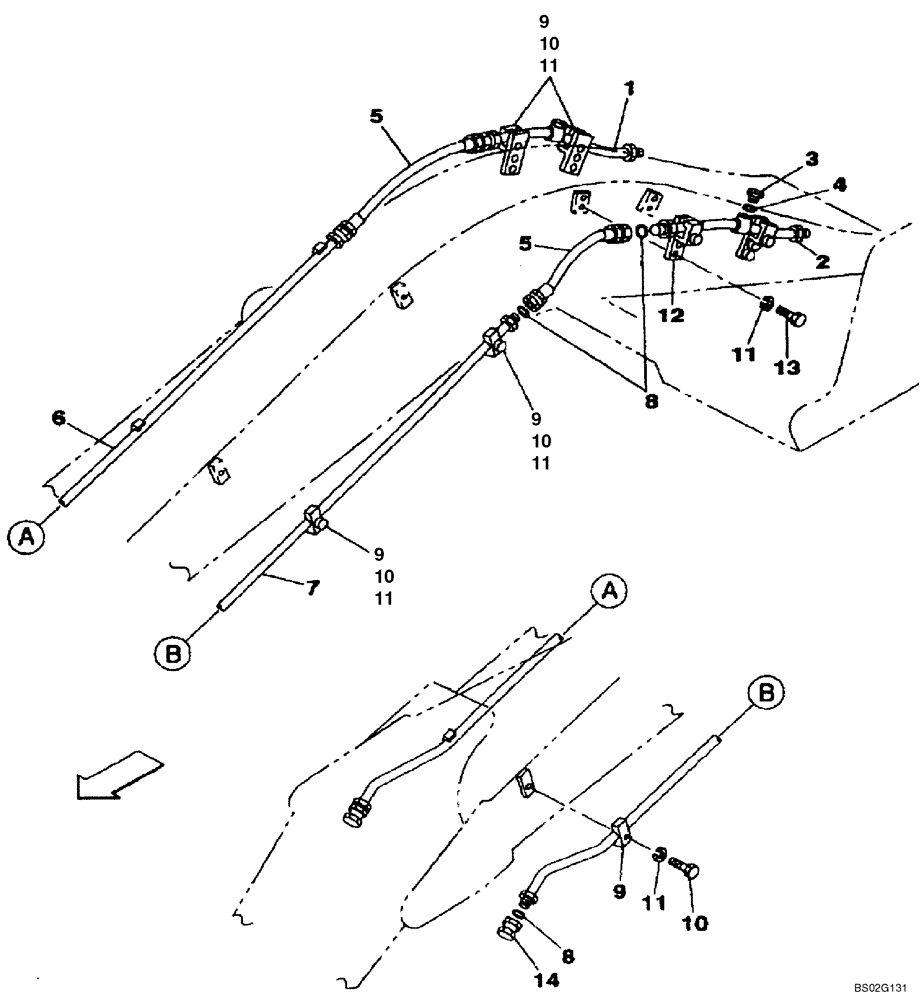 Схема запчастей Case CX210 - (08-63A) - HYDRAULICS, AUXILIARY ATTACHMENT - TRIGGER ACTIVATED, BOOM LINE (08) - HYDRAULICS