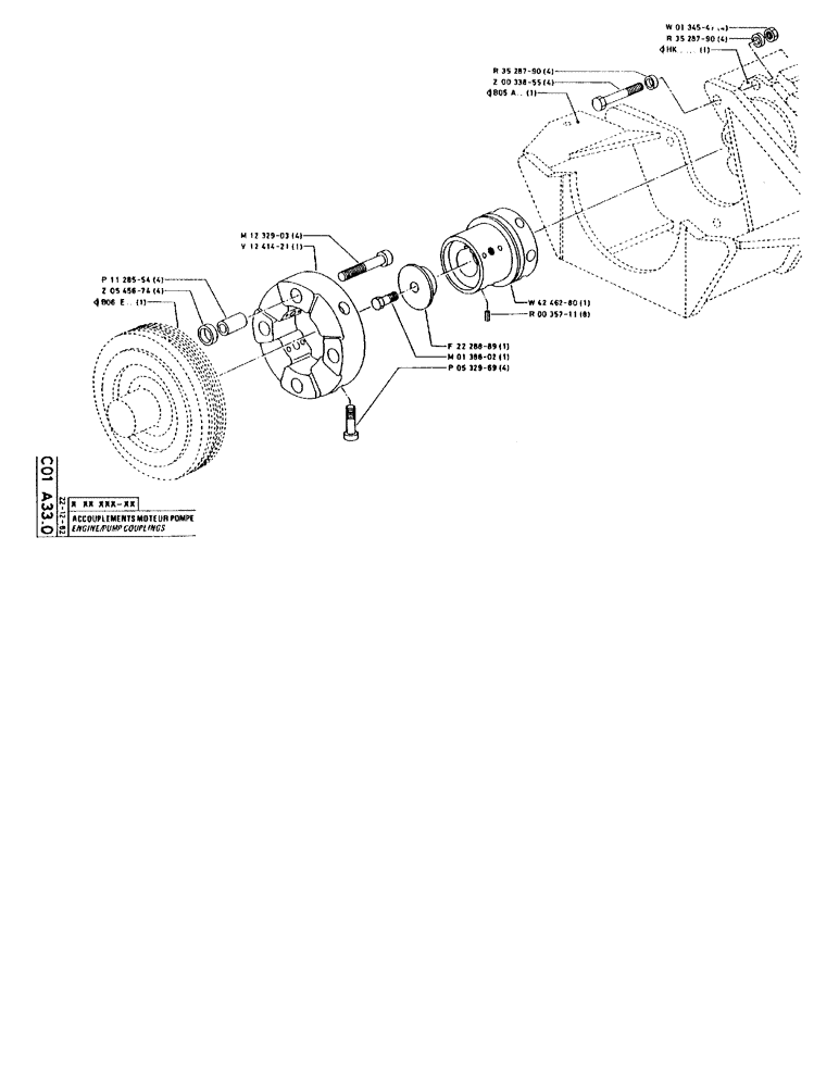 Схема запчастей Case 90BCL - (142) - ENGINE/PUMP COUPLINGS (01) - ENGINE