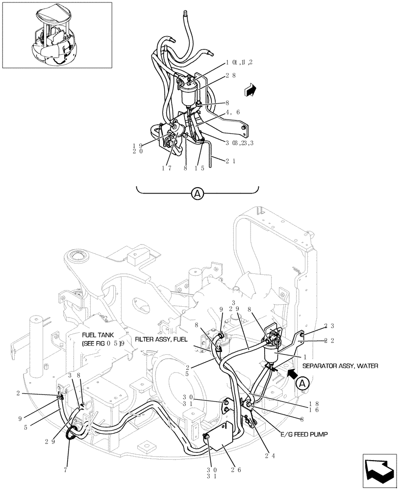 Схема запчастей Case CX27B - (052-01[1]) - FUEL LINES (10) - ENGINE
