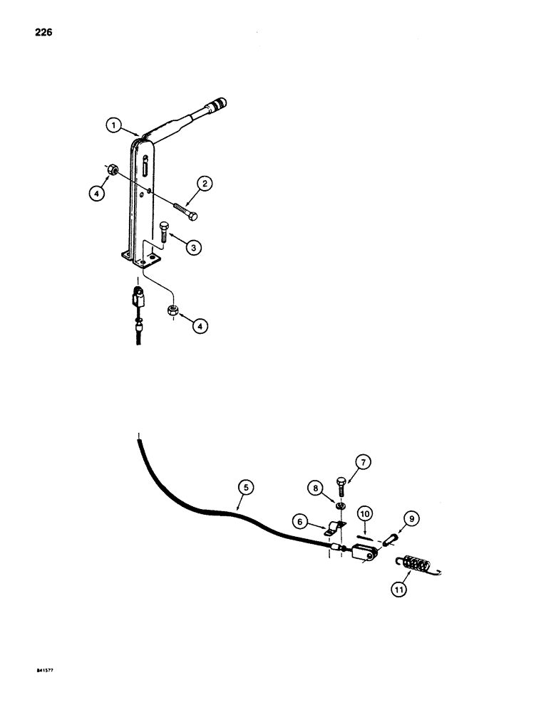 Схема запчастей Case 880D - (226) - SWING BRAKE LEVER AND CABLE (04) - UNDERCARRIAGE