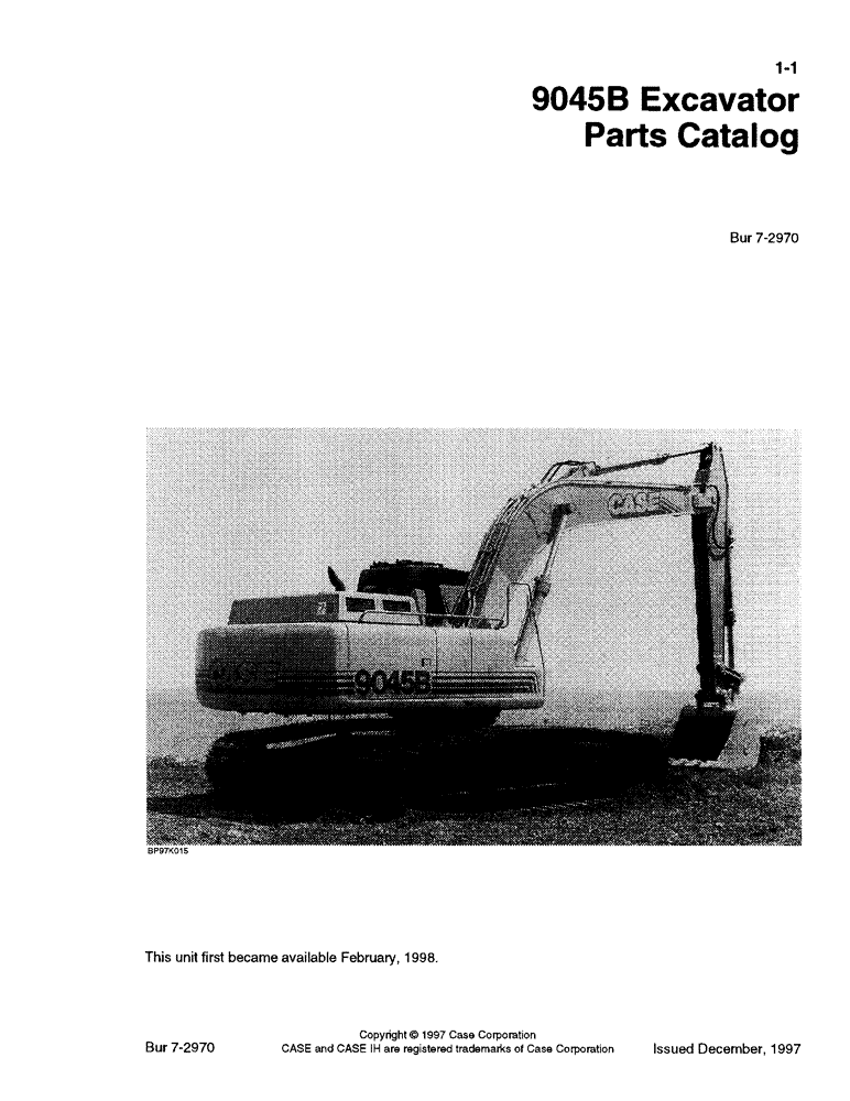 Схема запчастей Case 9045B - (1-1) - 9045B EXCAVATOR PARTS CATALOG (00) - PICTORIAL INDEX