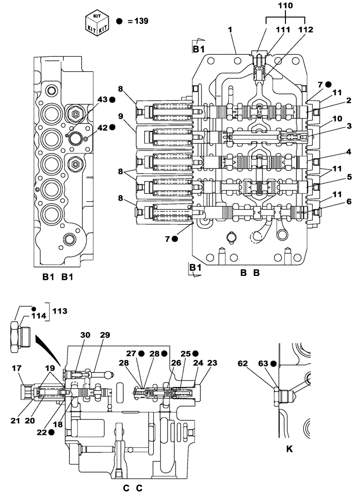 Схема запчастей Case CX330 - (08-69) - CONTROL VALVE (08) - HYDRAULICS