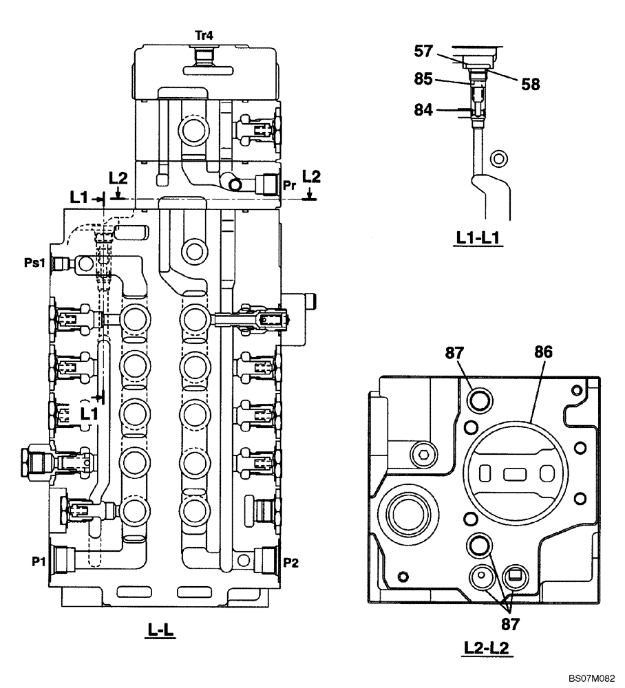 Схема запчастей Case CX135SR - (08-26) - KMJ10690 VALVE ASSY, CONTROL - MODELS WITH DOZER BLADE (08) - HYDRAULICS