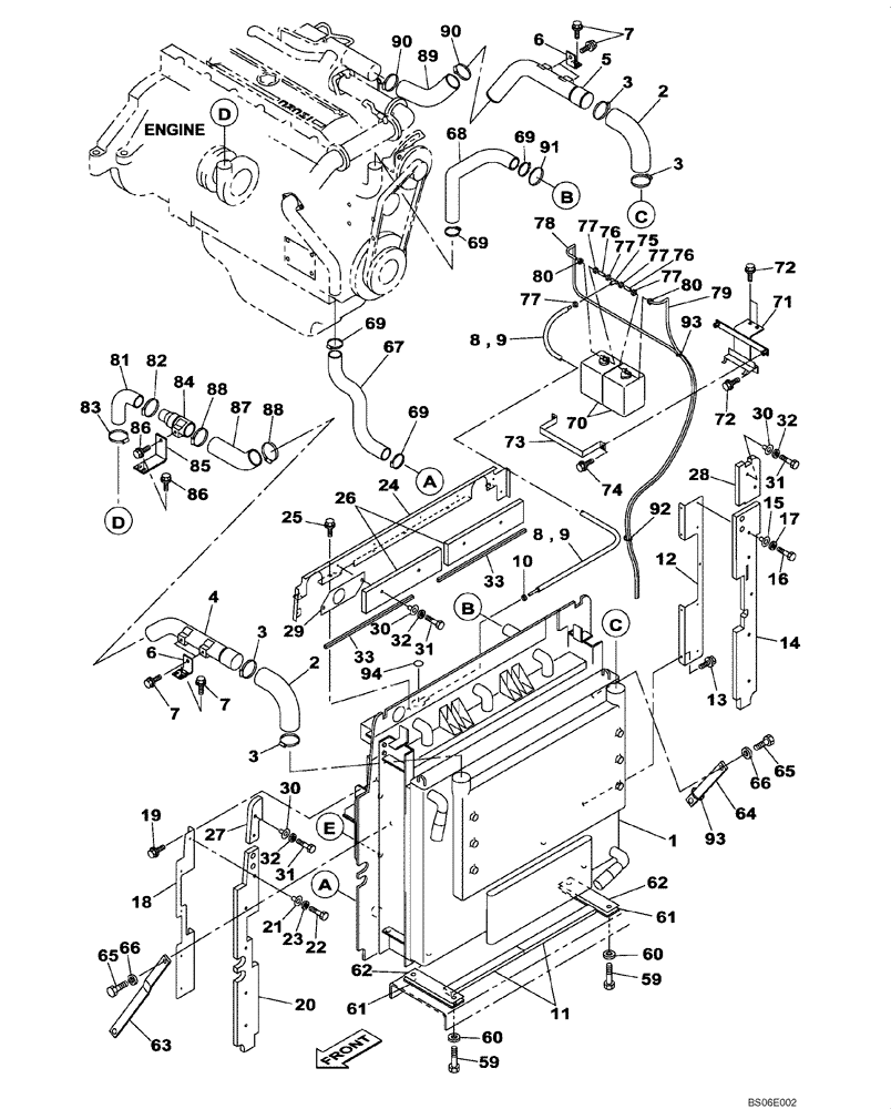 Схема запчастей Case CX800 - (02-004-00[01]) - ENGINE WATER CIRCUIT (02) - ENGINE