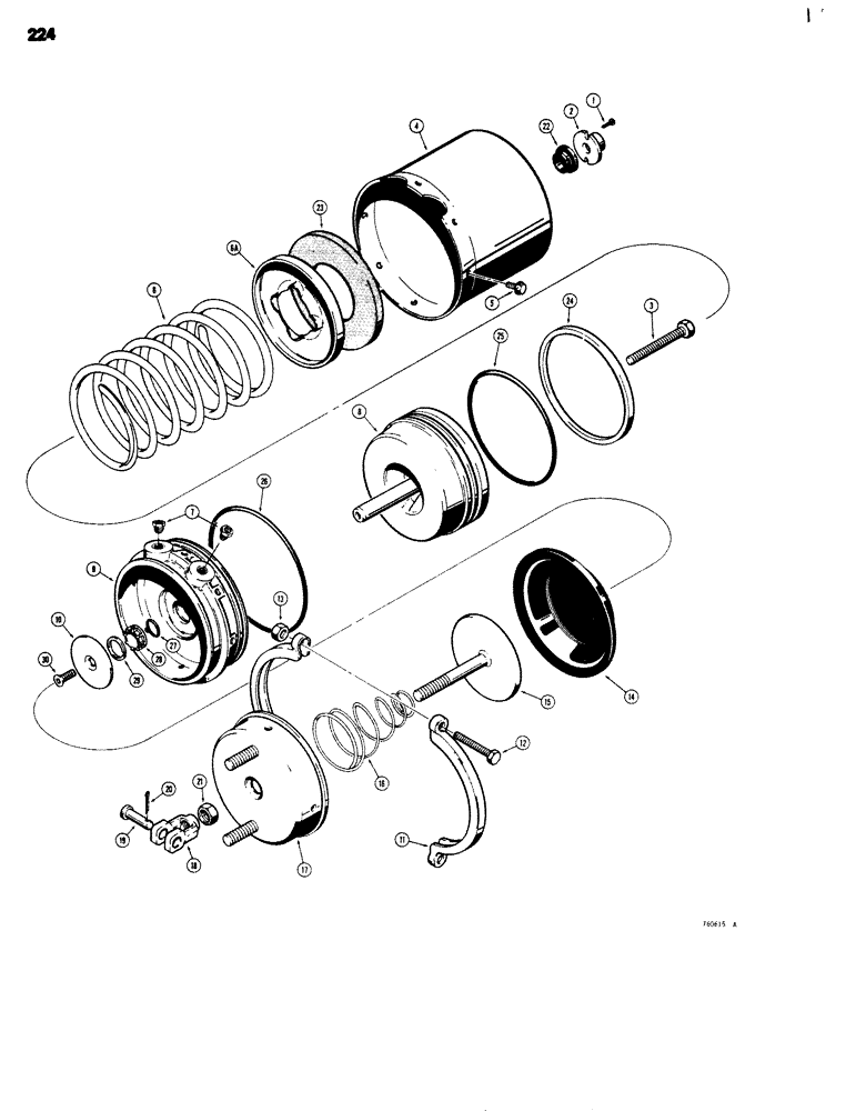 Схема запчастей Case 680G - (224) - BRAKE SYSTEM, L73081 BRAKE CHAMBER (07) - BRAKES