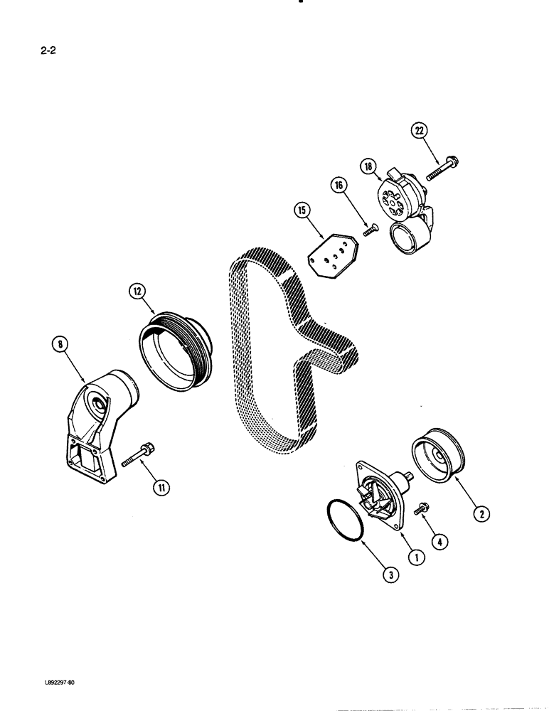 Схема запчастей Case 450C - (2-02) - WATER PUMP SYSTEM, 4-390 ENGINE, 4T-390 ENGINE (02) - ENGINE