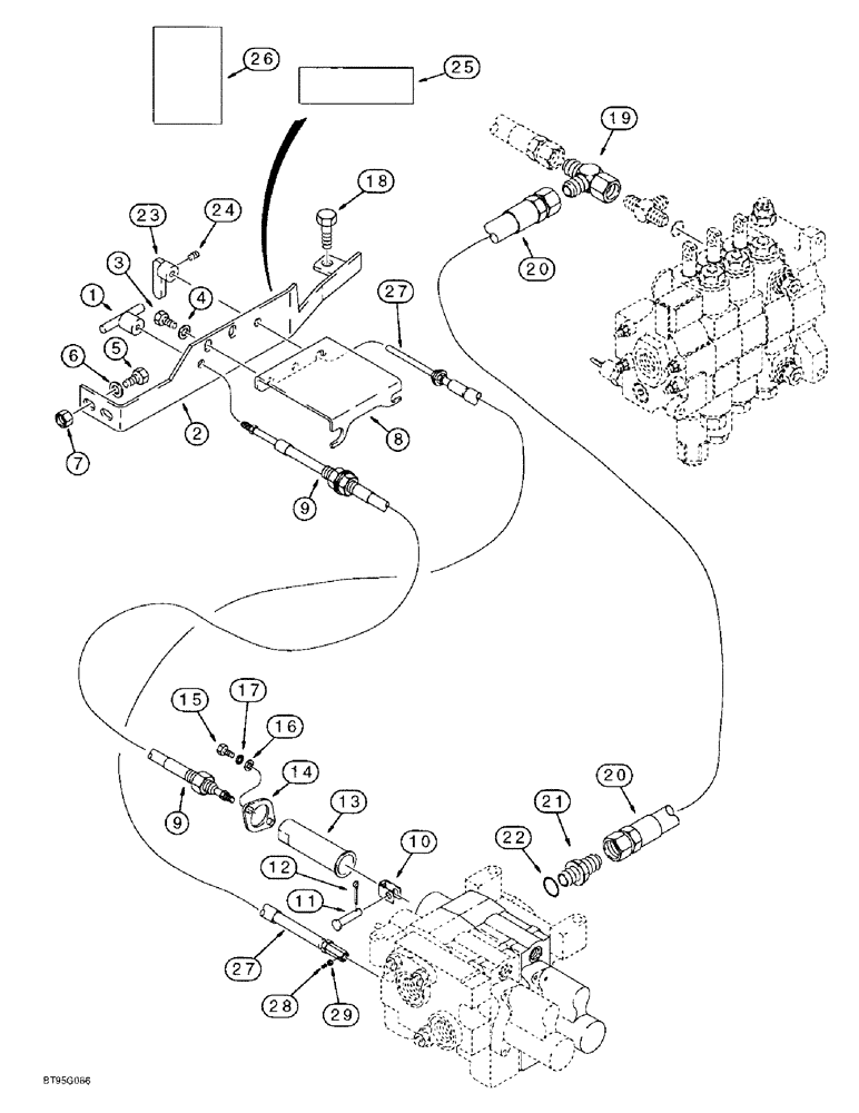Схема запчастей Case 580L - (8-050) - HAND HELD AUXILIARY HYDRAULICS, CONTROL CABLES TO AUXILIARY VALVE (08) - HYDRAULICS