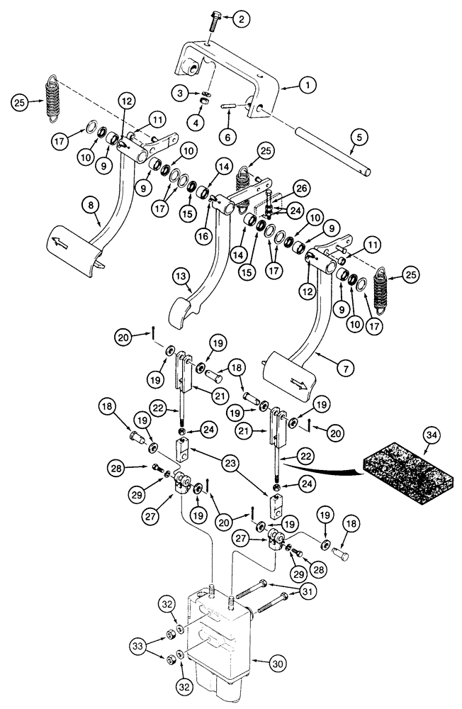 Схема запчастей Case 855E - (7-02) - BRAKE PEDALS AND LINKAGE (07) - BRAKES