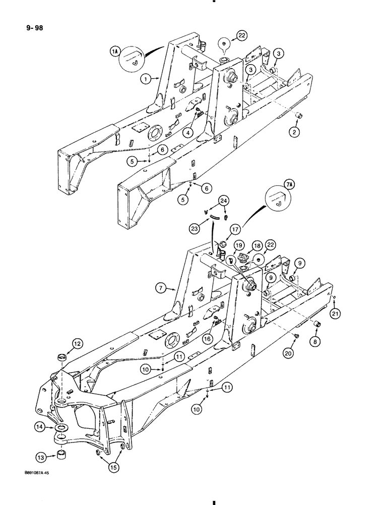 Схема запчастей Case 580K - (9-098) - CHASSIS (09) - CHASSIS/ATTACHMENTS