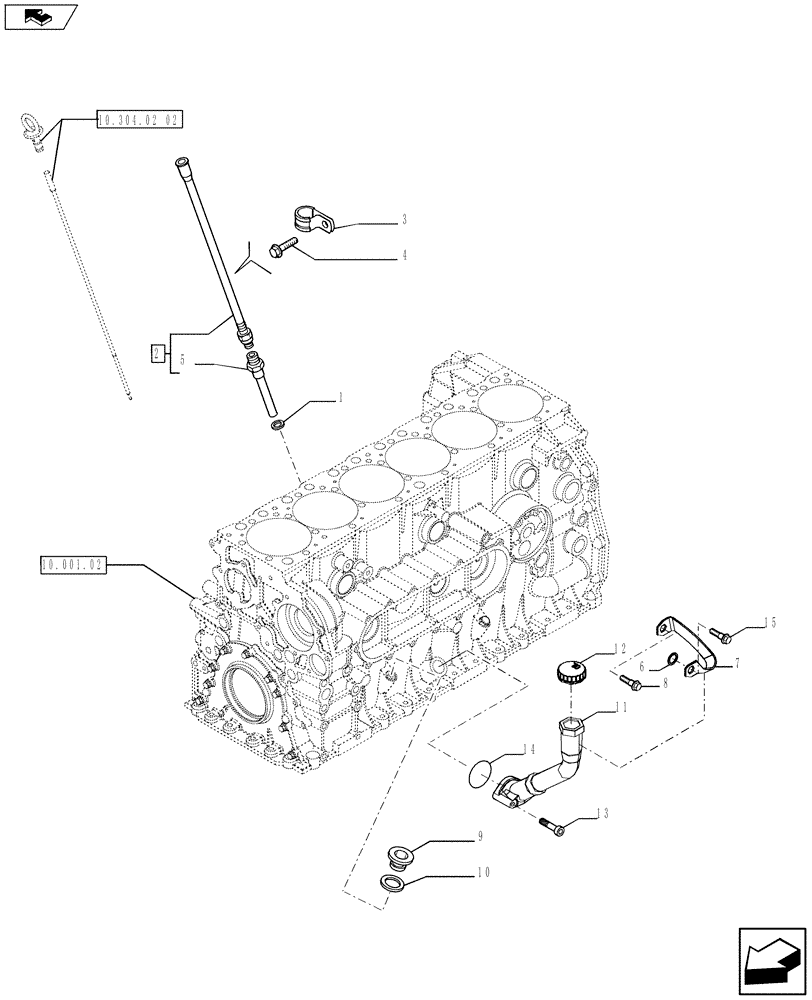 Схема запчастей Case F2CFE614E A004 - (10.304.02 01) - OIL LEVEL CHECK (504386149 - 504292709 - 504055391) (10) - ENGINE