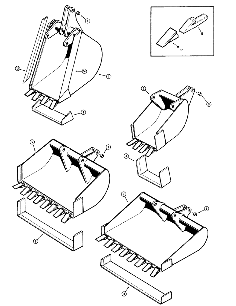 Схема запчастей Case 480CK - (26) - BACKHOE BUCKETS, OPTIONAL TYPES, TRENCHING BUCKETS (82) - FRONT LOADER & BUCKET