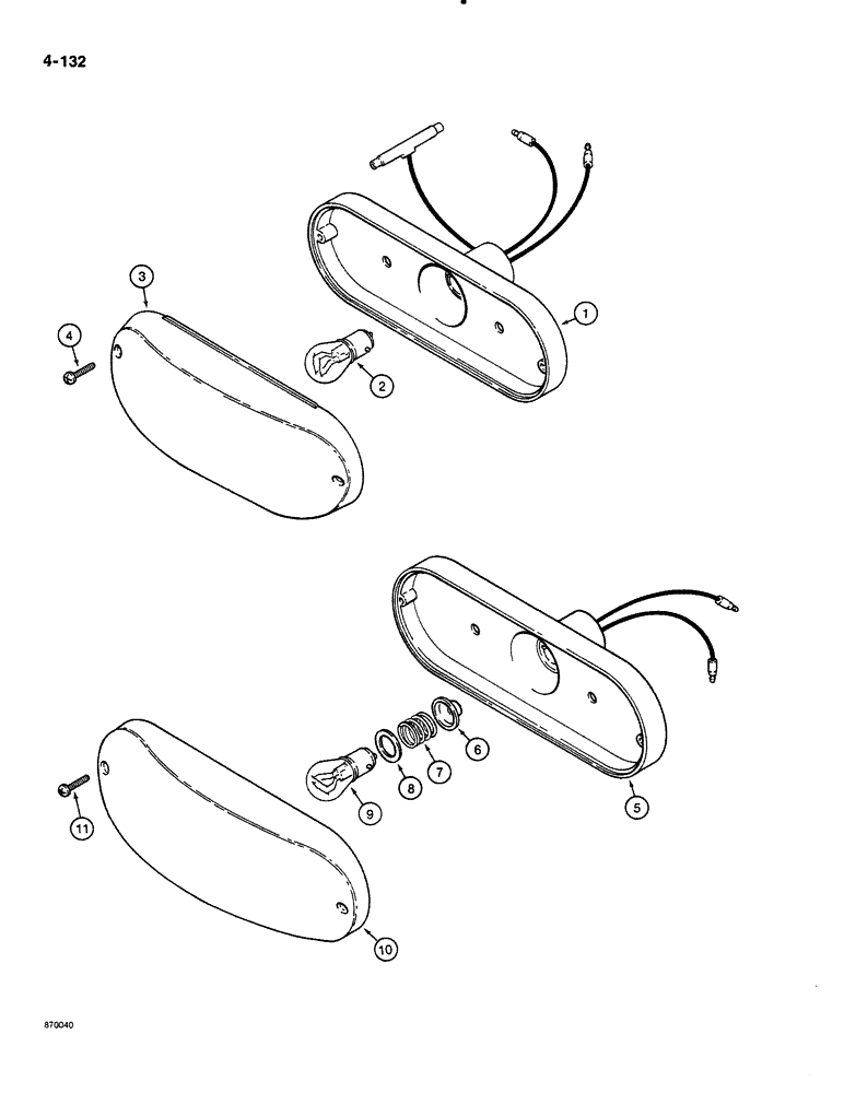 Схема запчастей Case 580K - (04-132) - CANOPY TRACTOR LAMPS, STOP AND TAIL LAMPS AND TURN SIGNAL AND FLASHER LAMPS (04) - ELECTRICAL SYSTEMS