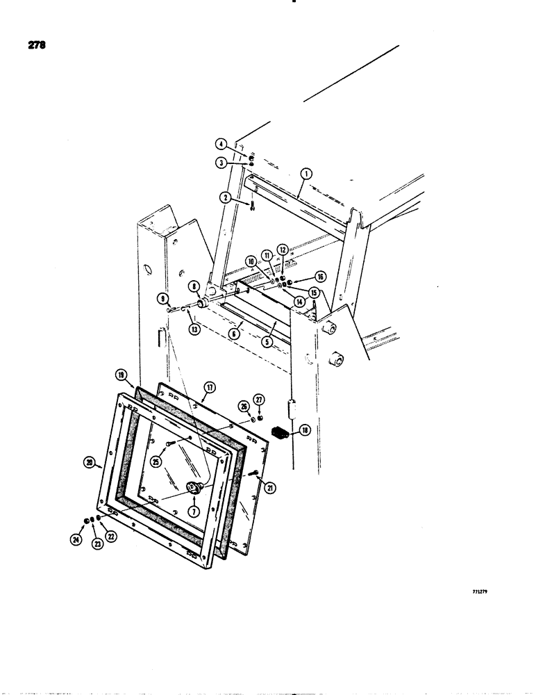 Схема запчастей Case 1845S - (278) - ROPS ENCLOSURE, REAR WINDOW AND RELATED PARTS (90) - PLATFORM, CAB, BODYWORK AND DECALS