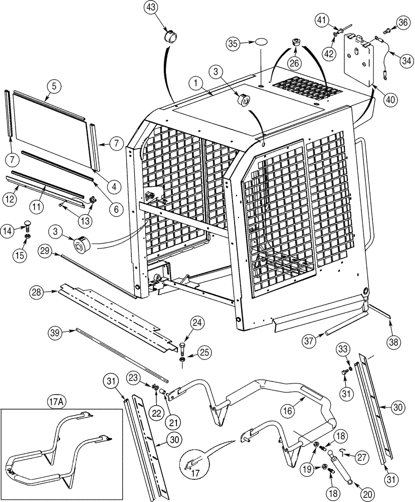 Схема запчастей Case 85XT - (09-36) - CANOPY, ROPS FRAME AND SEAT BAR, MODELS WITH DELUXE HEATER (09) - CHASSIS