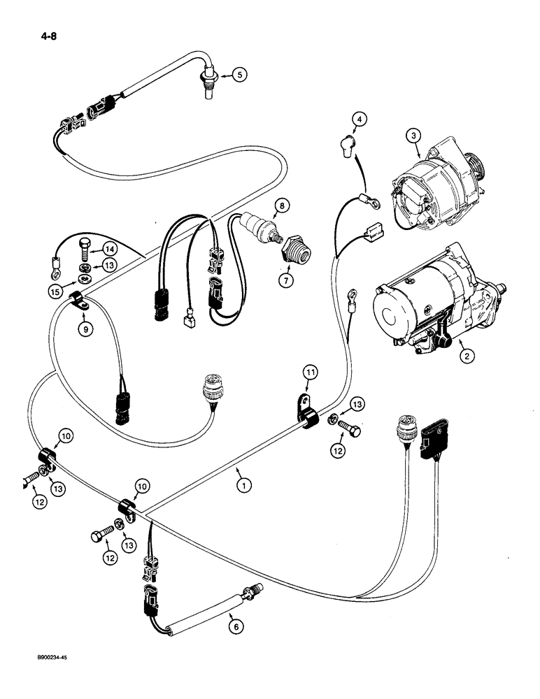 Схема запчастей Case 1085C - (4-08) - ENGINE ELECTRICAL SYSTEM (04) - ELECTRICAL SYSTEMS