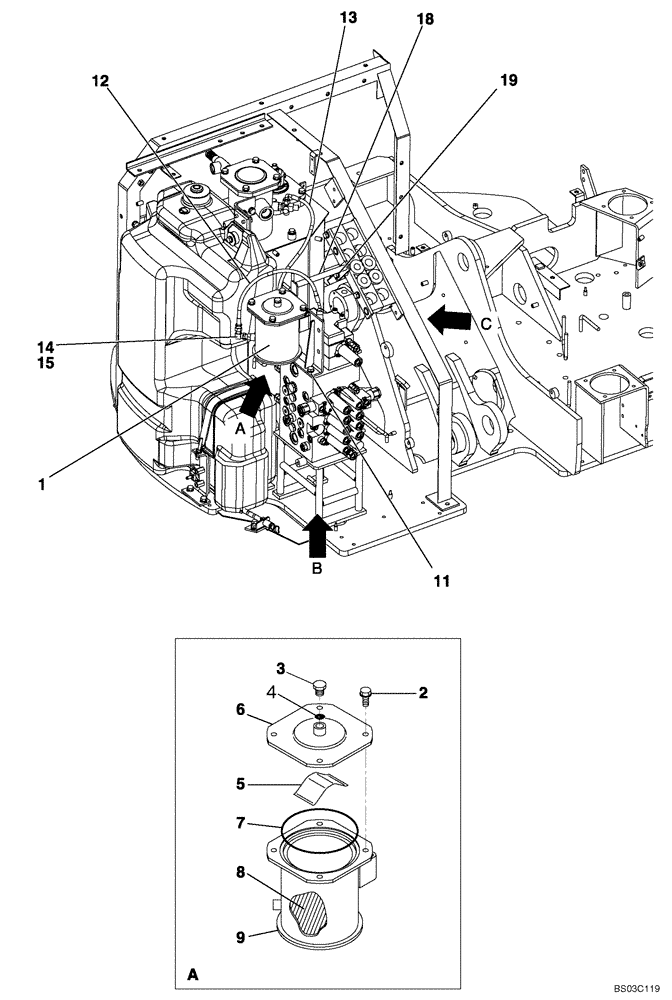 Схема запчастей Case CX75SR - (08-06) - HYDRAULICS - BYPASS FILTER (08) - HYDRAULICS