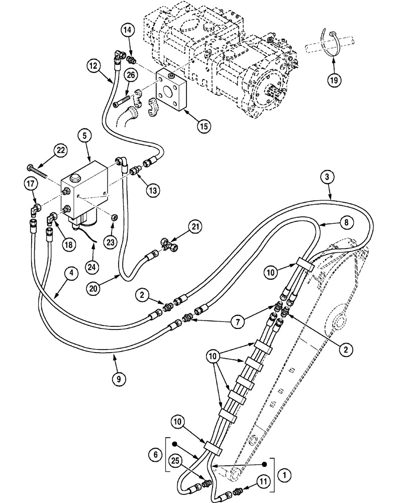 Схема запчастей Case CX240B - (08-104) - HYDRAULIC CIRCUIT - QUICK COUPLER - MULTI-FIT (08) - HYDRAULICS