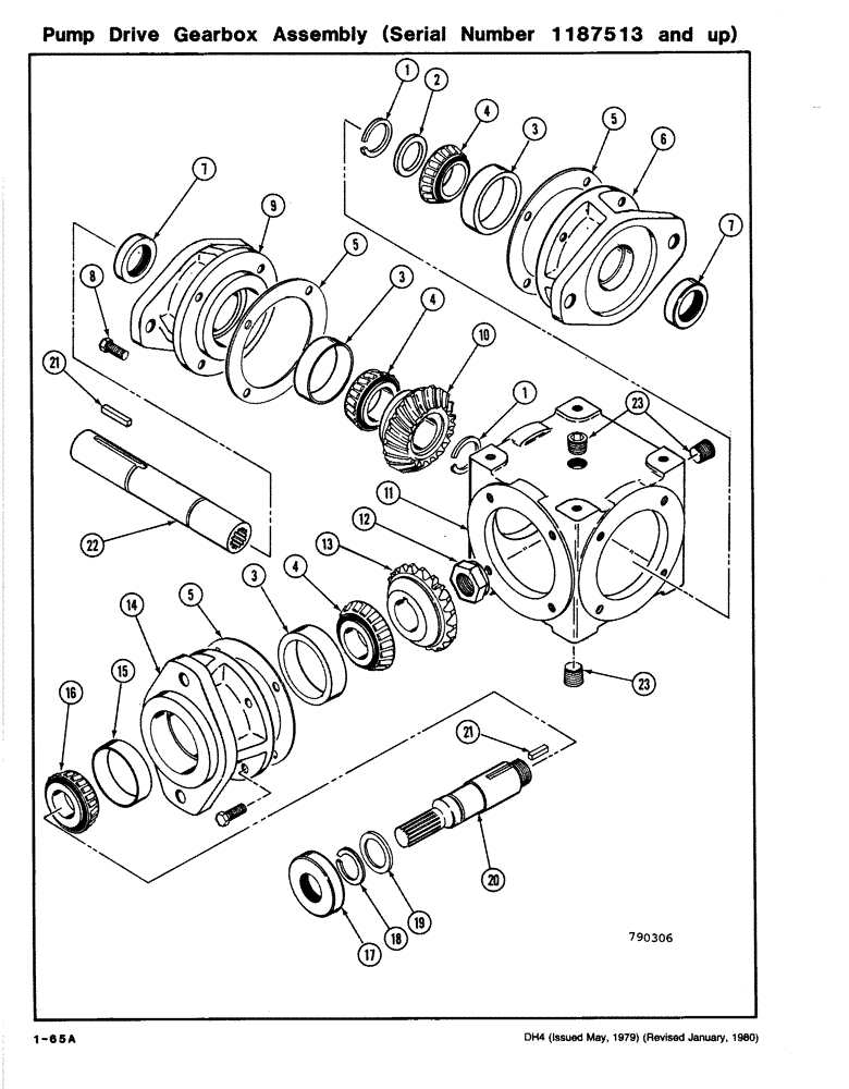 Схема запчастей Case DH4 - (1-65A) - PUMP DRIVE GEARBOX ASSEMBLY (SERIAL NUMBER 1187513 AND UP) (35) - HYDRAULIC SYSTEMS