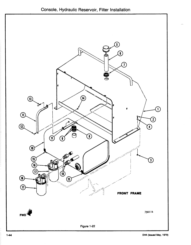 Схема запчастей Case DH4 - (1-44) - CONSOLE, HYDRAULIC RESERVOIR, FILTER INSTALLATION (35) - HYDRAULIC SYSTEMS