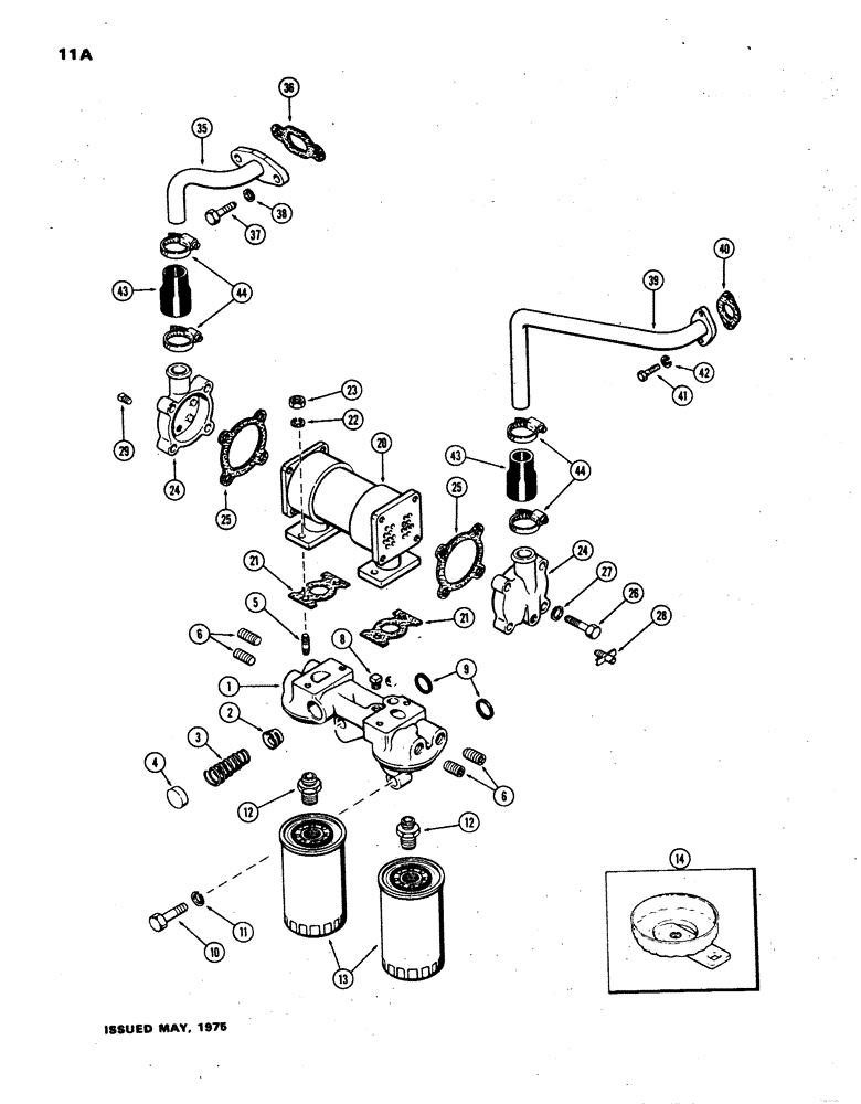 Схема запчастей Case W24B - (011A) - OIL FILTER AND HEAT EXCHANGER, (504BD) DIESEL ENG,USED W/LARGE CRANKSHAFT USED PRIOR-ENG. SN.2572011 (02) - ENGINE