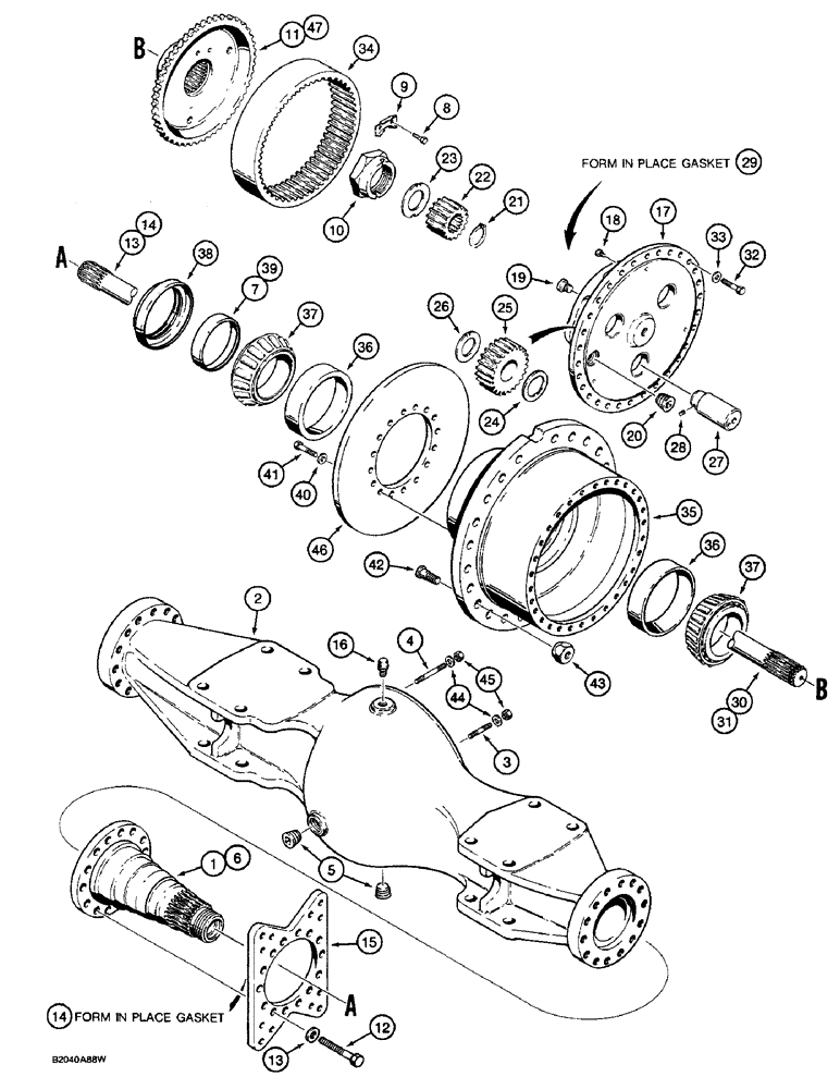 Схема запчастей Case W36 - (6-288) - REPAIR ONLY - ROCKWELL FRONT AND REAR AXLE, HOUSING AND PLANETARY (06) - POWER TRAIN