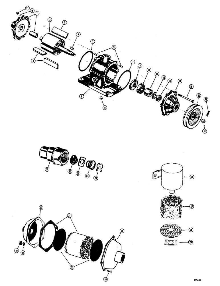 Схема запчастей Case W7E - (130) - HYDROVAC VACCUM PUMP, CHECK VALVE, A18529 AIR CLEANER, A18532 AIR FILTER (07) - BRAKES