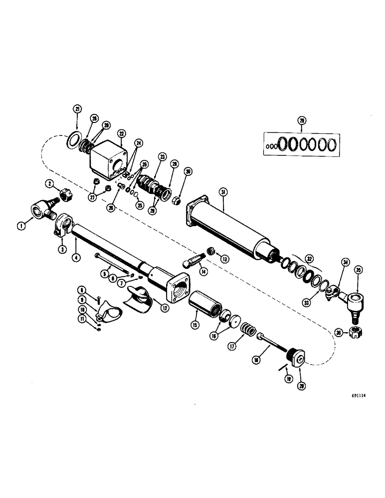 Схема запчастей Case W10C - (104) - A18961 POWER STEERING CYLINDER (05) - STEERING
