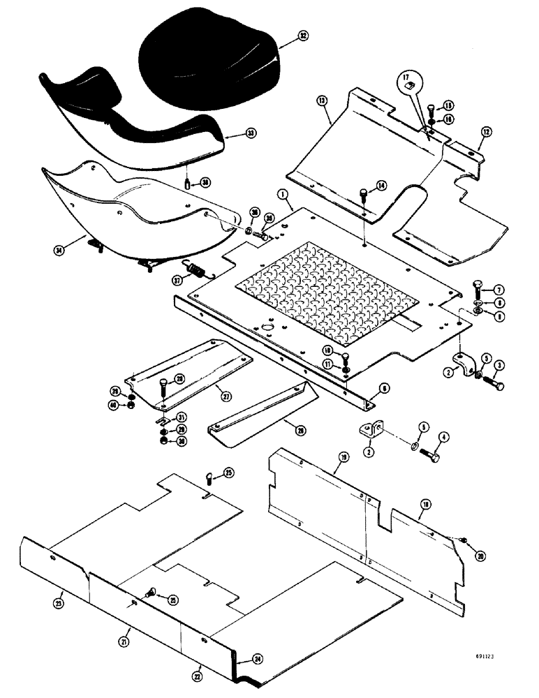 Схема запчастей Case W10C - (134) - PLATFORM, FLOOR PLATES AND SEAT (08) - HYDRAULICS