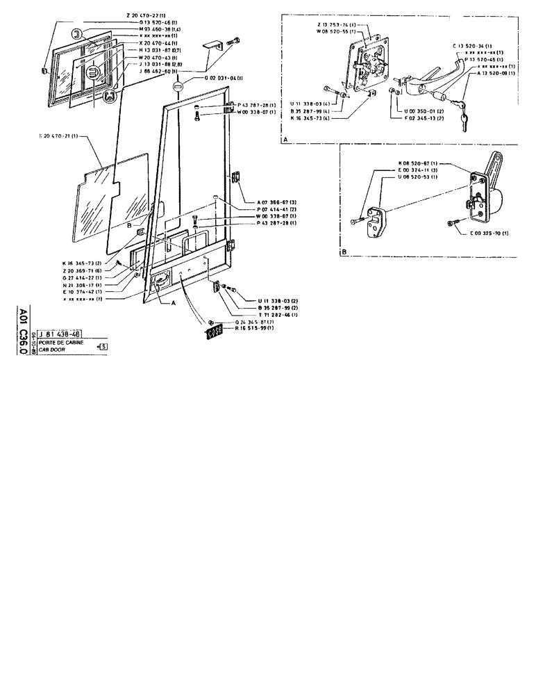 Схема запчастей Case 90BCL - (022) - CAB DOOR (05) - UPPERSTRUCTURE CHASSIS