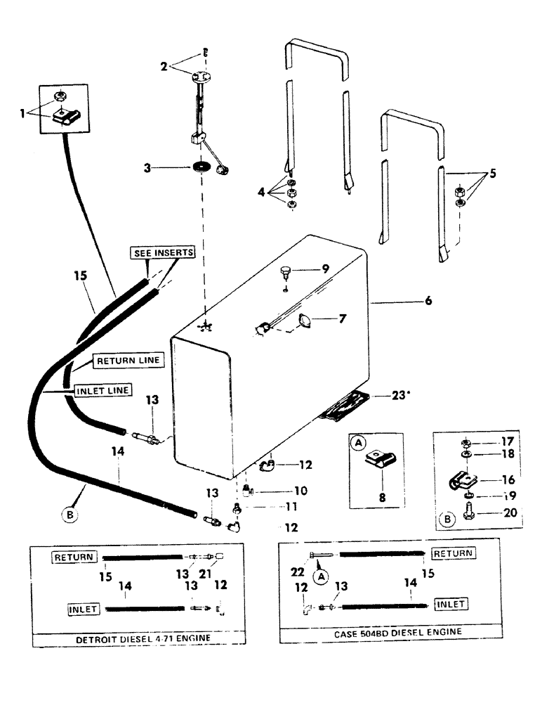 Схема запчастей Case 40BLC - (058) - FUEL TANK AND LINES (02) - FUEL SYSTEM