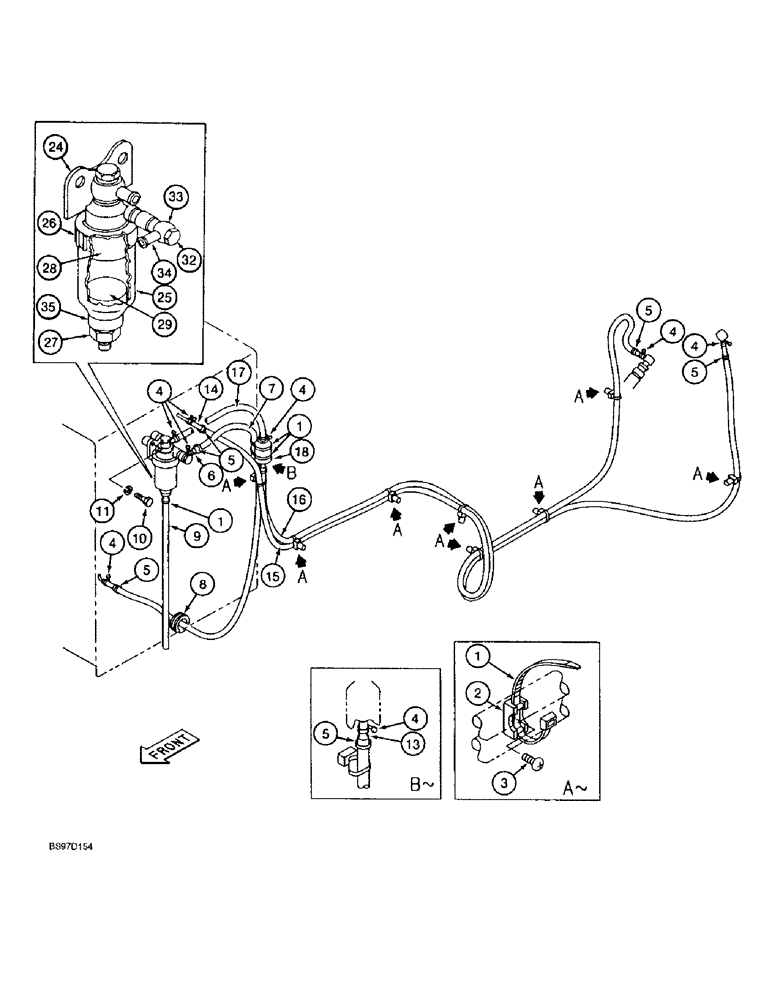 Схема запчастей Case 9020B - (3-006) - FUEL LINES, P.I.N. DAC02#2001 AND AFTER (03) - FUEL SYSTEM