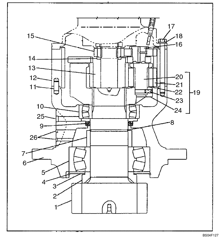 Схема запчастей Case CX160 - (08-57A) - GEAR ASSY, REDUCTION - MOTOR, SWING; P.I.N. DAC0716372 - (08) - HYDRAULICS