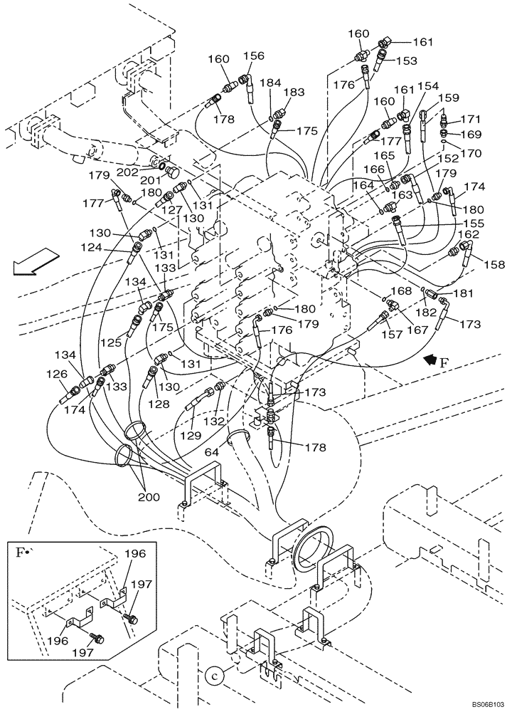 Схема запчастей Case CX700 - (08-033-00[01]) - HYDRAULIC CIRCUIT - ATTACHMENT CONTROL VALVE PILOT (WITH VALVE, PRESSURE RELIEF) (08) - HYDRAULICS
