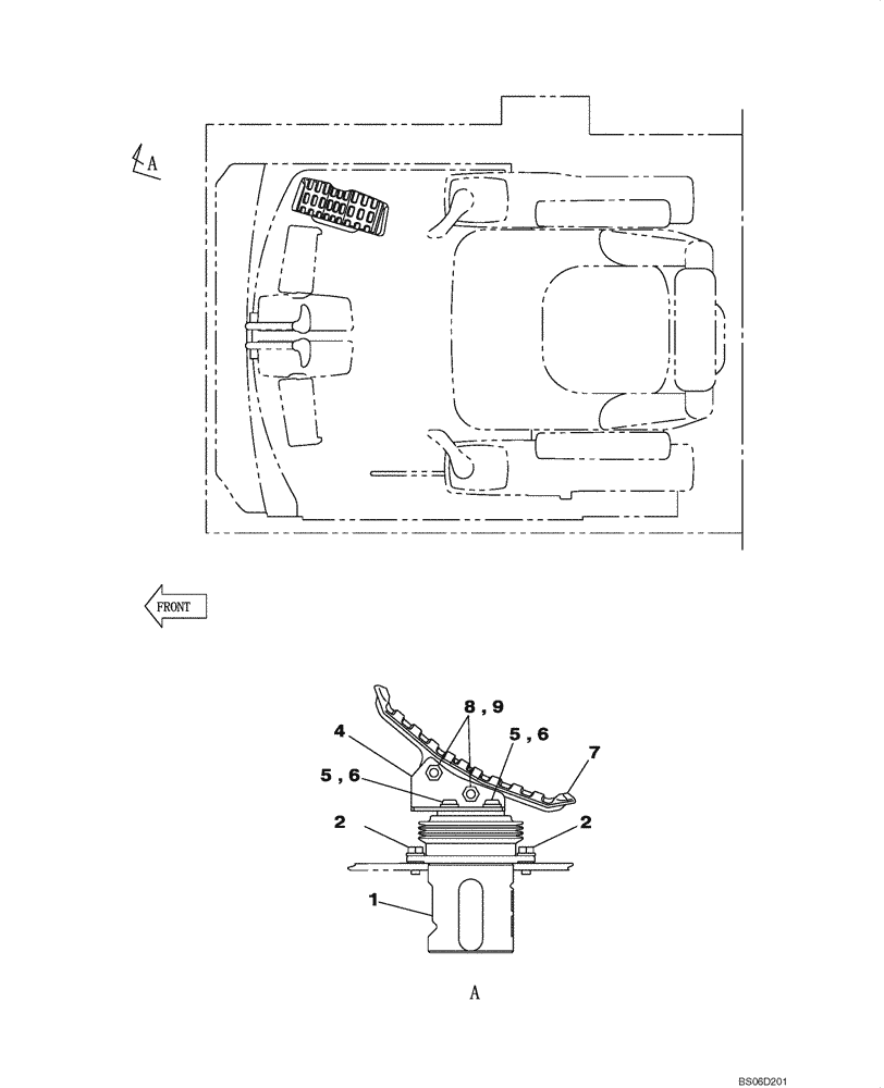 Схема запчастей Case CX330 - (09-014-00[01]) - OPERATORS COMPARTMENT - TRAVEL CONTROL (09) - CHASSIS