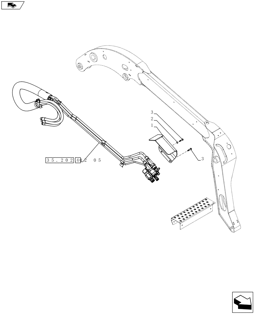 Схема запчастей Case SV185 - (35.734.AH[02]) - AUX HYD, HIGH FLOW, ARM PLUMBING (SV185) (35) - HYDRAULIC SYSTEMS