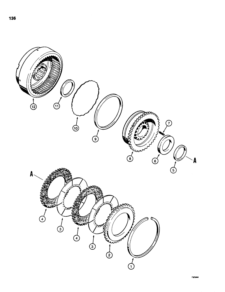 Схема запчастей Case 855C - (136) - TRANSMISSION HIGH AND LOW SPEED CLUTCH (03) - TRANSMISSION