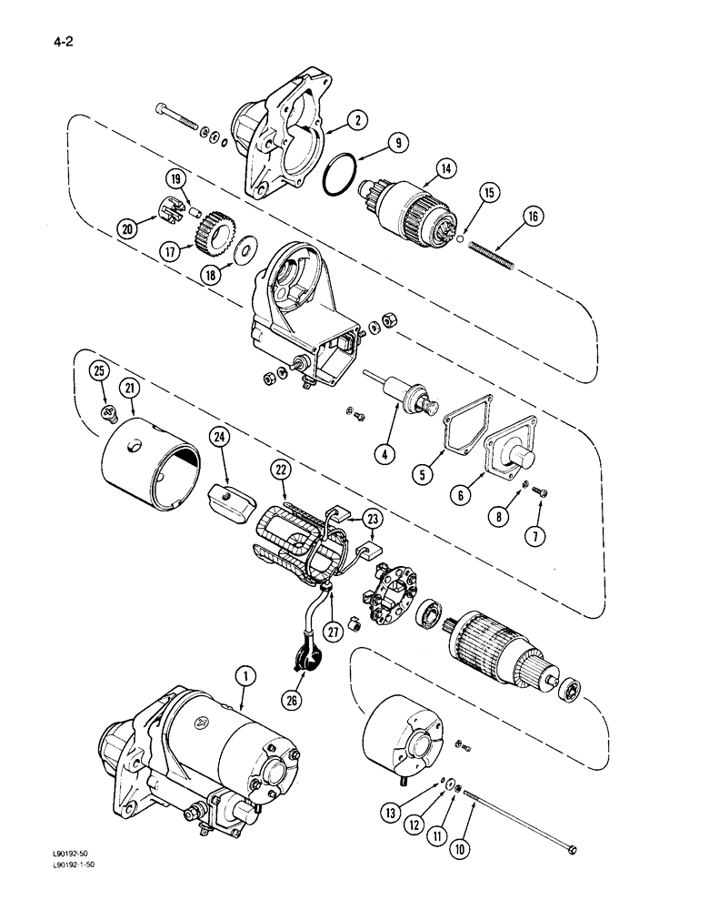 Схема запчастей Case 650 - (4-02) - STARTER (04) - ELECTRICAL SYSTEMS