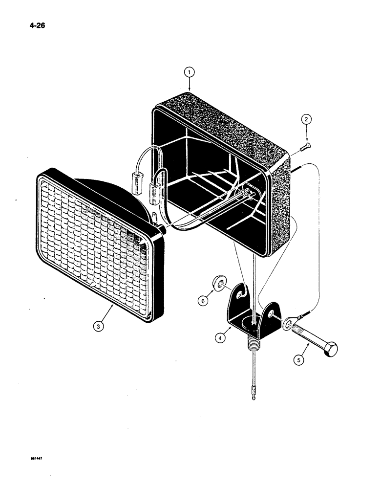 Схема запчастей Case 650 - (4-26) - HALOGEN LAMP ASSEMBLY, MODELS WITH ROPS CANOPY (04) - ELECTRICAL SYSTEMS