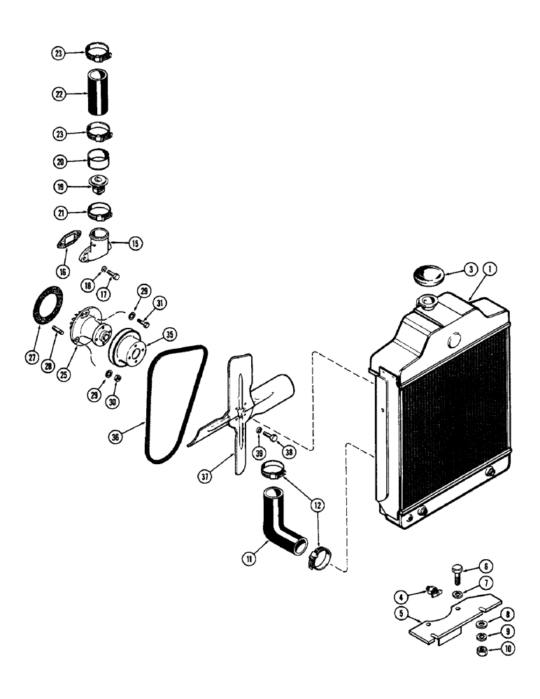 Схема запчастей Case 580B - (052) - ENGINE COOLING SYSTEM, (188) SPARK IGNITION ENGINE (02) - ENGINE